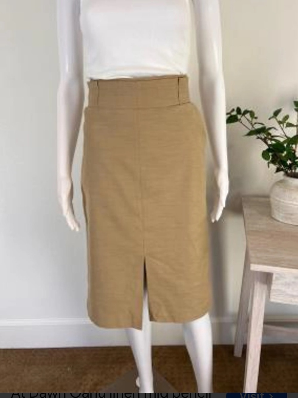 Ann Taylor Tan Pencil Skirt with Front Slit